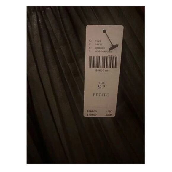 ANTHROPOLOGIE Ellene Faux Leather Pleated Skirt Elastic Waist Olive XS NWT - Picture 4 of 8